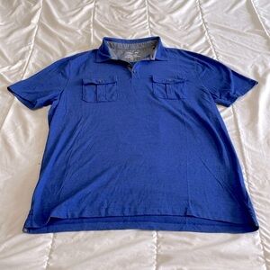 Banana Republic Blue Short Sleeve Cotton Blend Polo Size Large